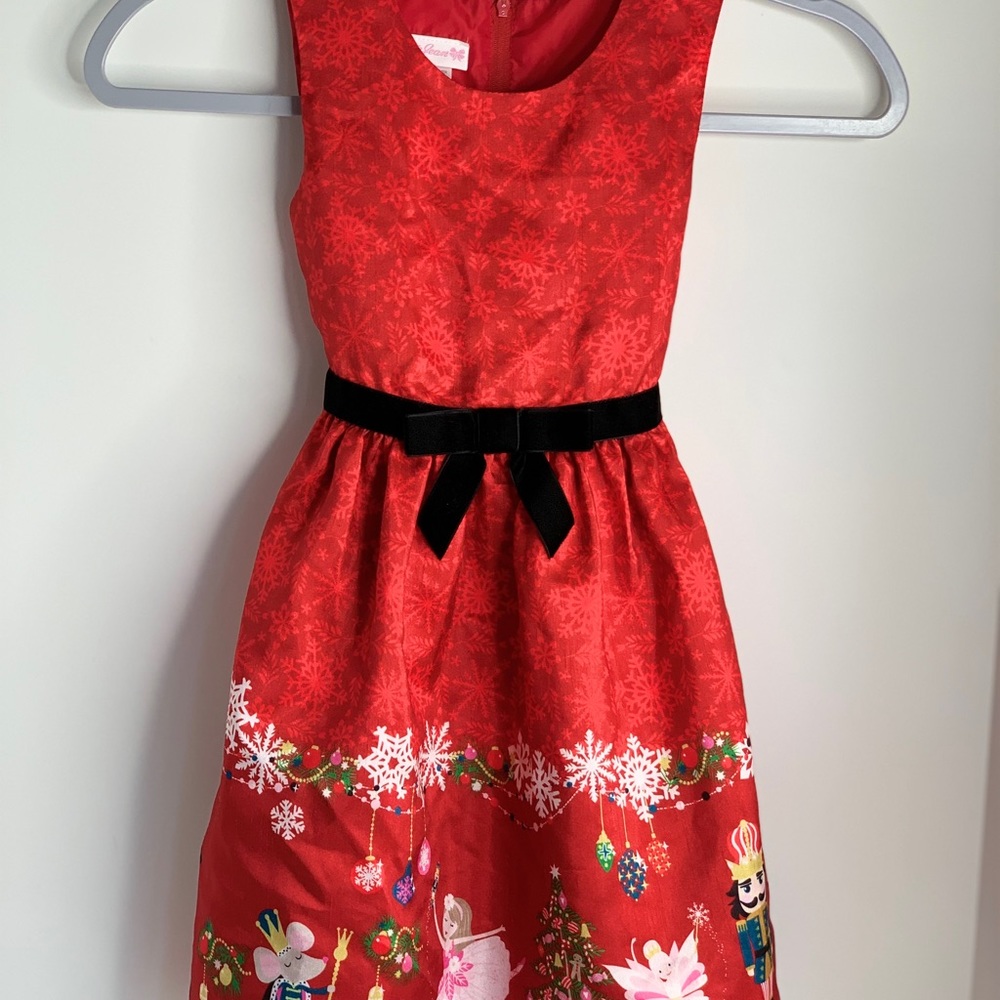 Bonnie Jean Girls size 6 Red Holiday Dress with Nutcracker Print. 🎄